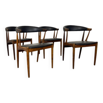 Chaises vintage en palissandre et skaï par Johannes Andersen pour Broderna Andersen, années 1960, lot de 4