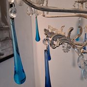 Vintage Italian Chandelier Murano Electric Blue