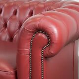 English cowhide Chesterfield 2.5-seater sofa in a stunning red colour