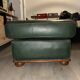 Vintage Green Bottle Leather Pouffe Footstool – 70s/80s