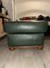 Pouf, vintage green leather footstool – 1970s-1980s
