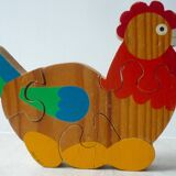 4 piece wooden hen puzzle