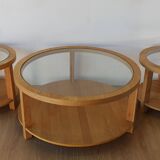 Round Tables with Glass Tops, Set of 3.