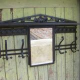Art deco wrought iron wall coat rack