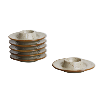 Set of 6 speckled sandstone coquetiers