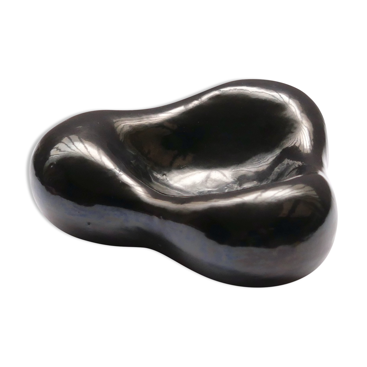 Biomorphic vacuum-pocket cup - black modeled ceramic - 1950's