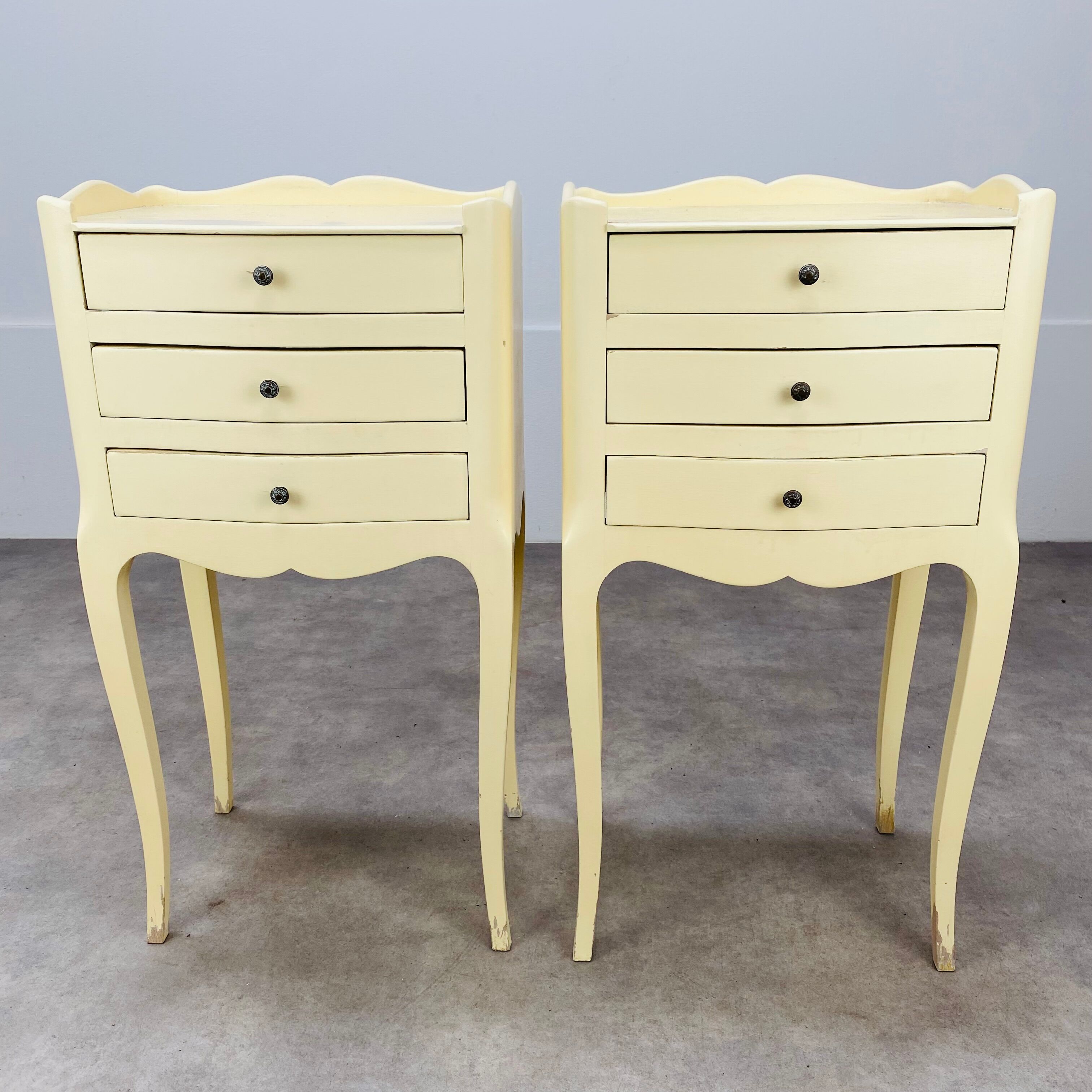 Pair of bedside tables Louis XV style white