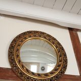 Carved golden witch mirror
