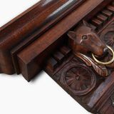 Large 18th Century Gothic solid oak hand carved coat rack, France