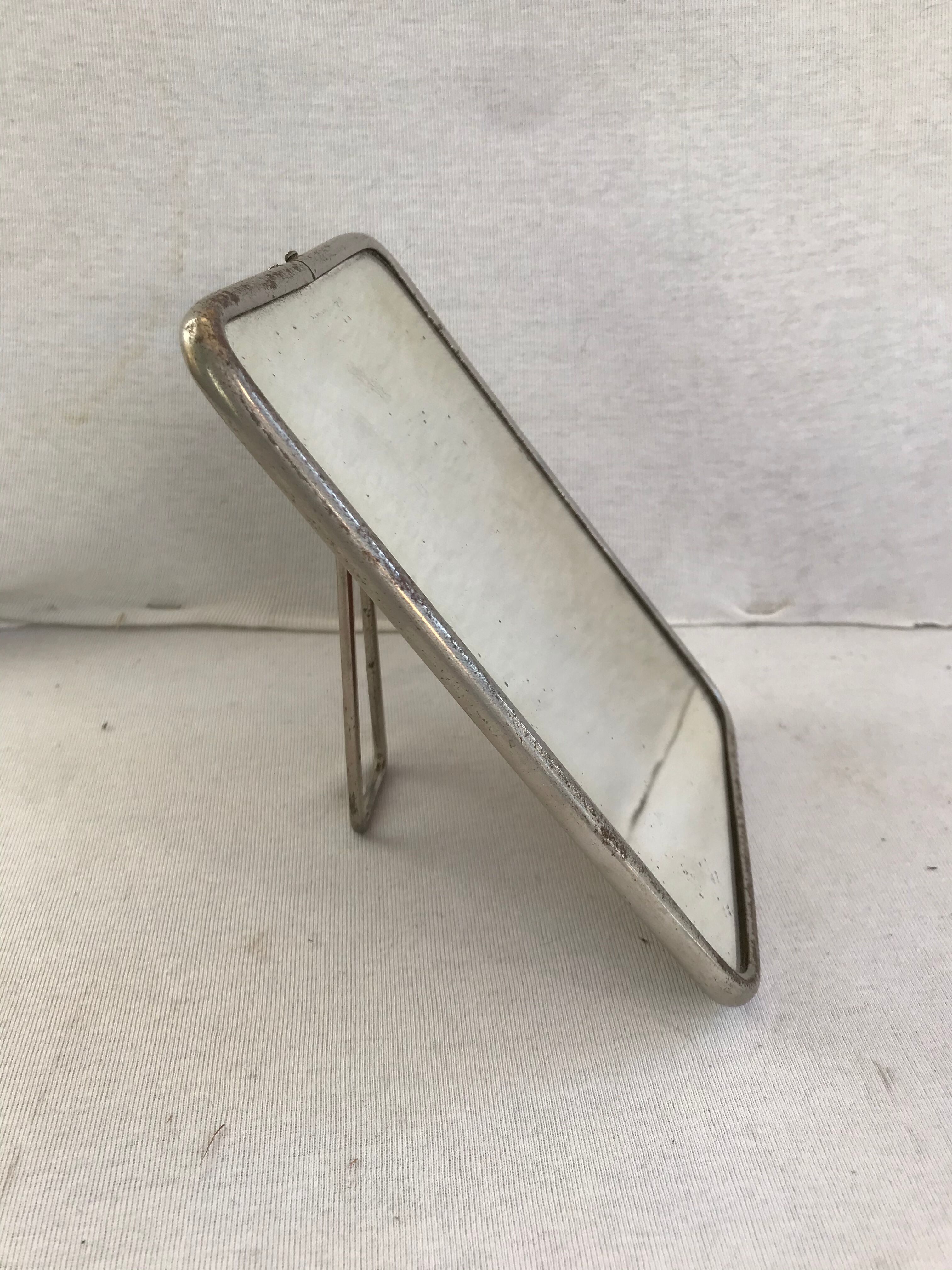 Former mirror barbier contour alu - trépied - brown background vintage decoration