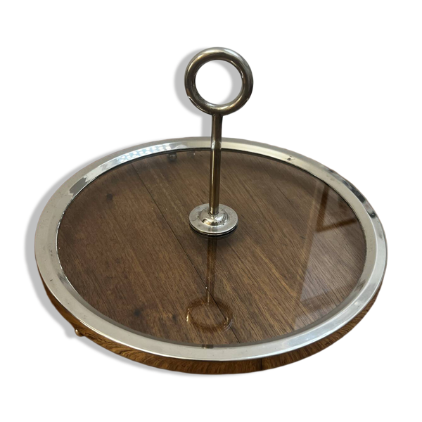 Plateau à fromage en verre et chrome - 1960