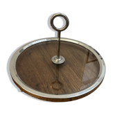 Cheese platter in glass and chrome - 1960