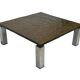 Table basse carrée plateau en pierre et piètement en acier chromé - années 60