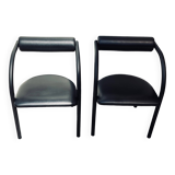 Danish design chairs from the 80s, metal and leatherette