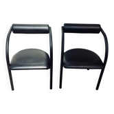 Danish design chairs from the 80s, metal and leatherette