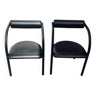 Danish design chairs from the 80s, metal and leatherette