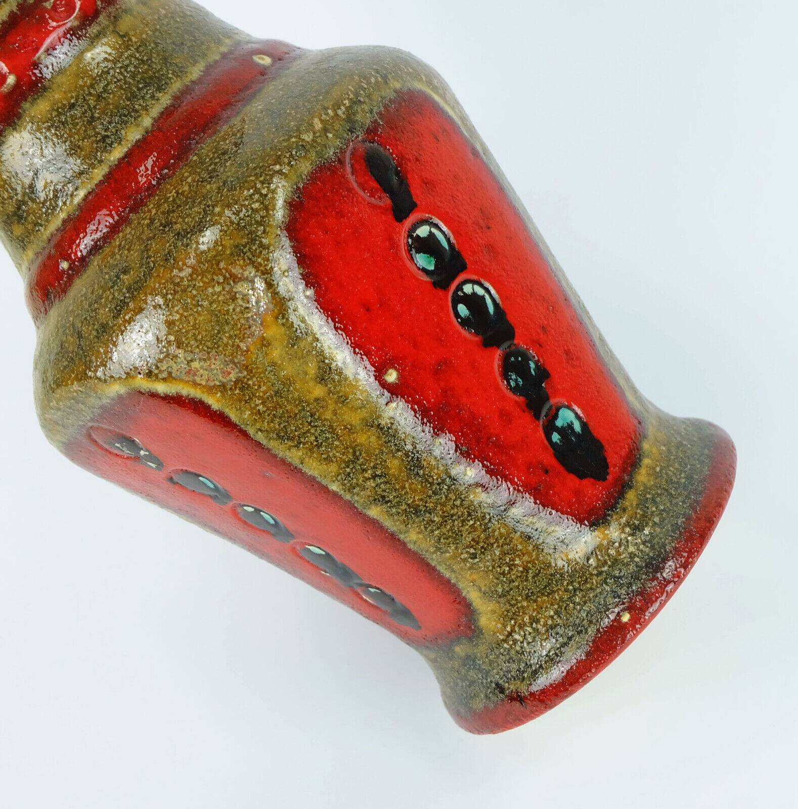 Vintage 1960s 70s vase u-keramik model 593/30 red brown green black wgp