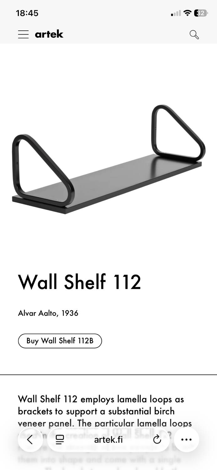 2 Artek 112 B Alvaar Alto design black shelves