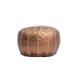 Bronze leather Pouf - handmade Morocco D 53cm x H 32cm