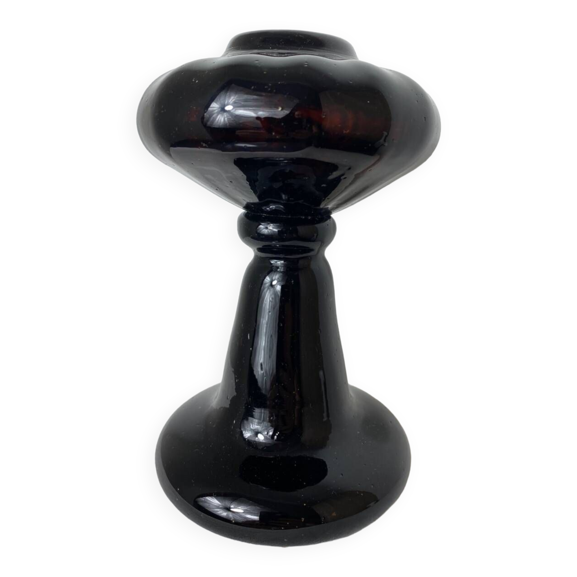 Amber glass candle holder