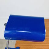 Lampe pince orientable bleue, flexible chrome, années 800, vintage
