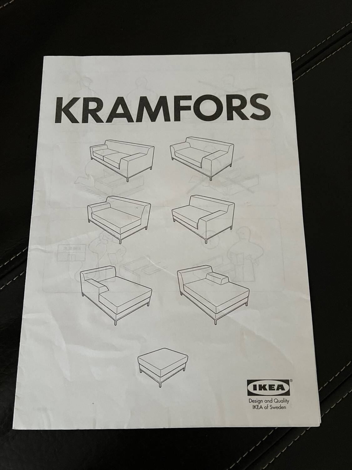 Black leather corner sofa – IKEA KRAMFORS – timeless design