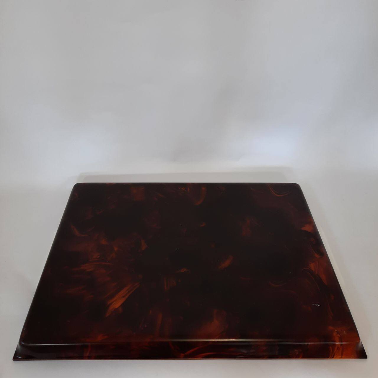 Pair of vintage trays in briar effect lucite