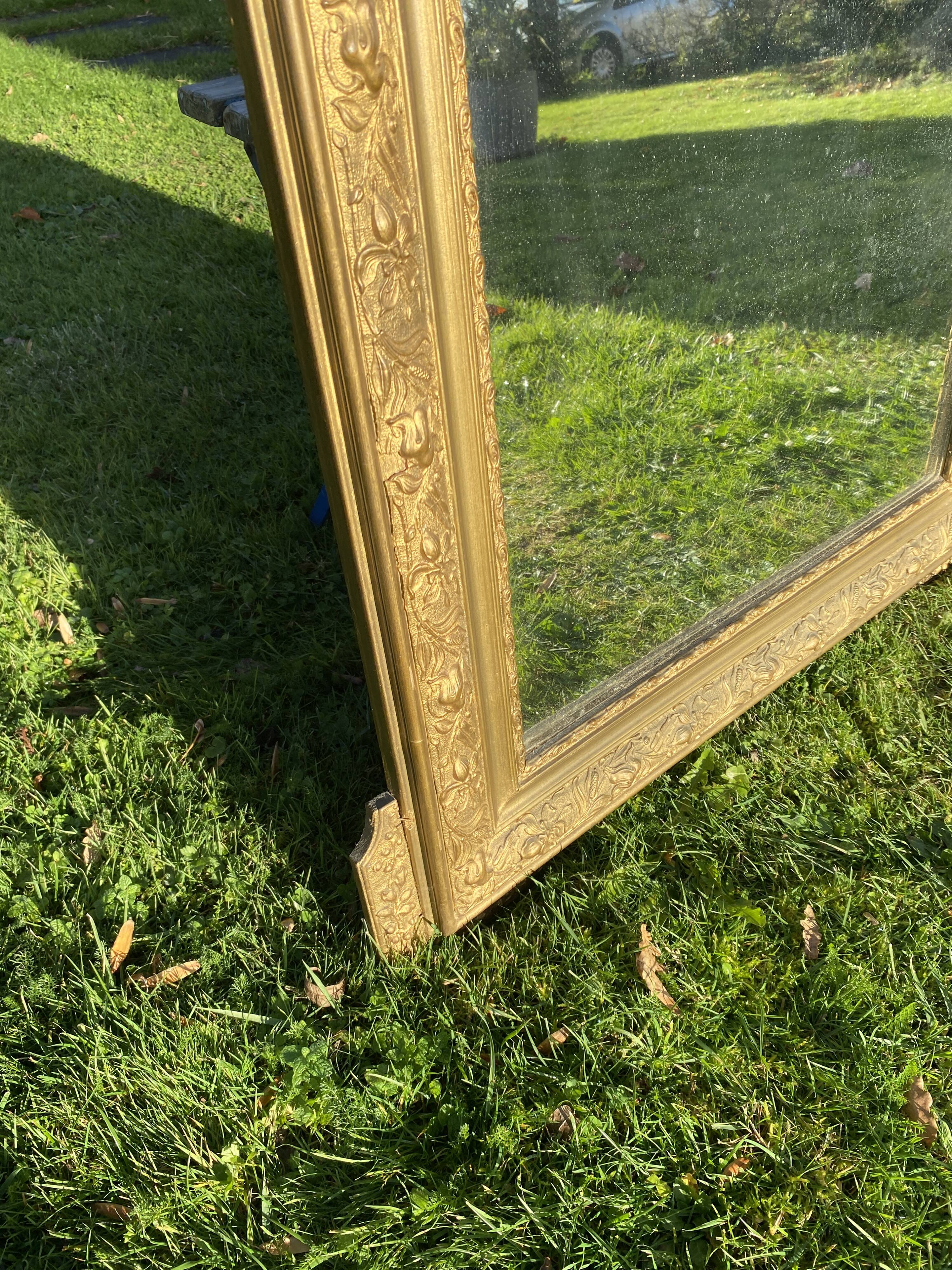 Large antique mercury-gilded mirror from the Napoleon III period