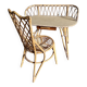 Vintage Louis Sognot rattan dressing table and chair - 1960s
