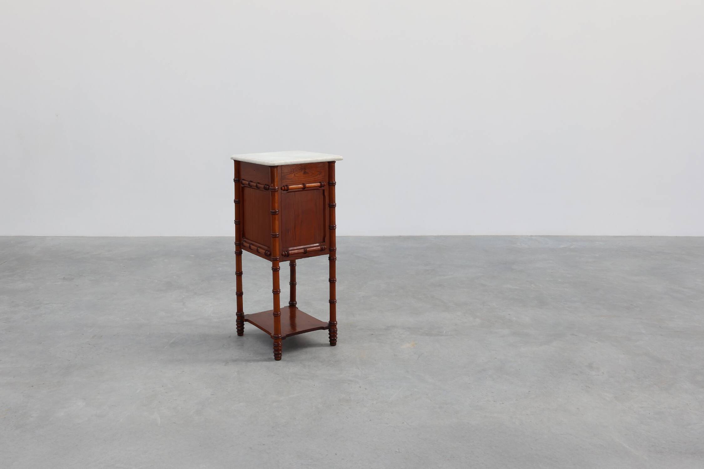 Late 19th century Faux bamboo and marble bedside table, France