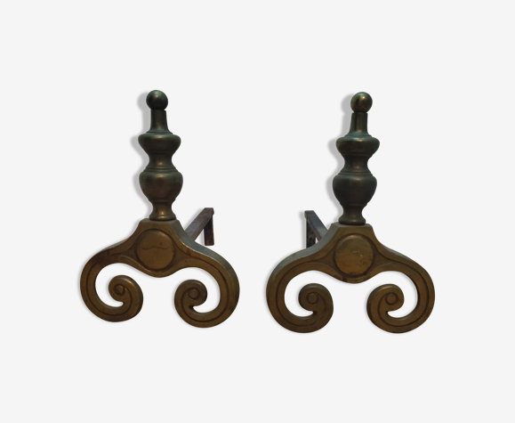 Paire de chenets laiton