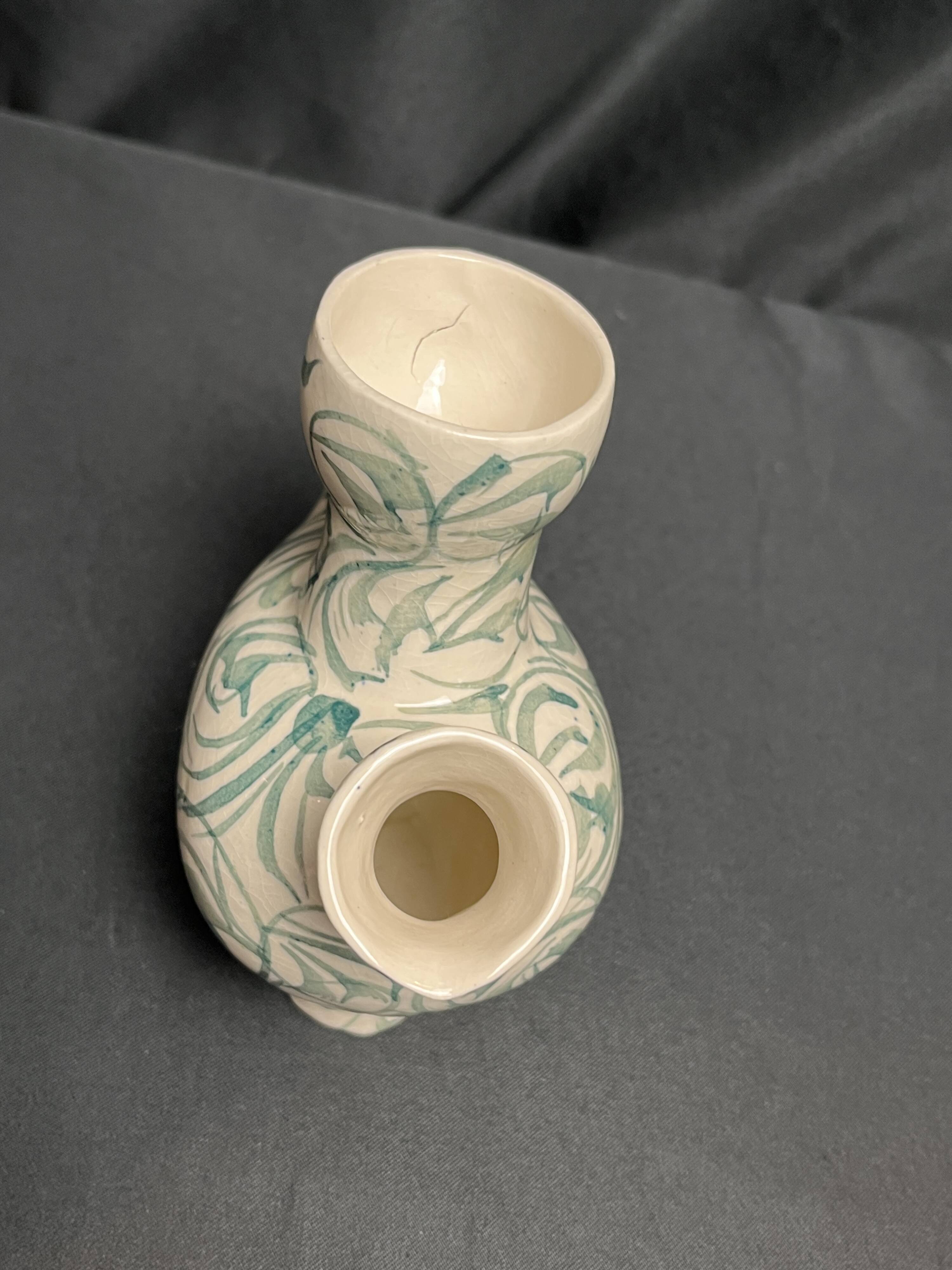 Small ceramic goat figurine with green Cyprus decoration, 20th century