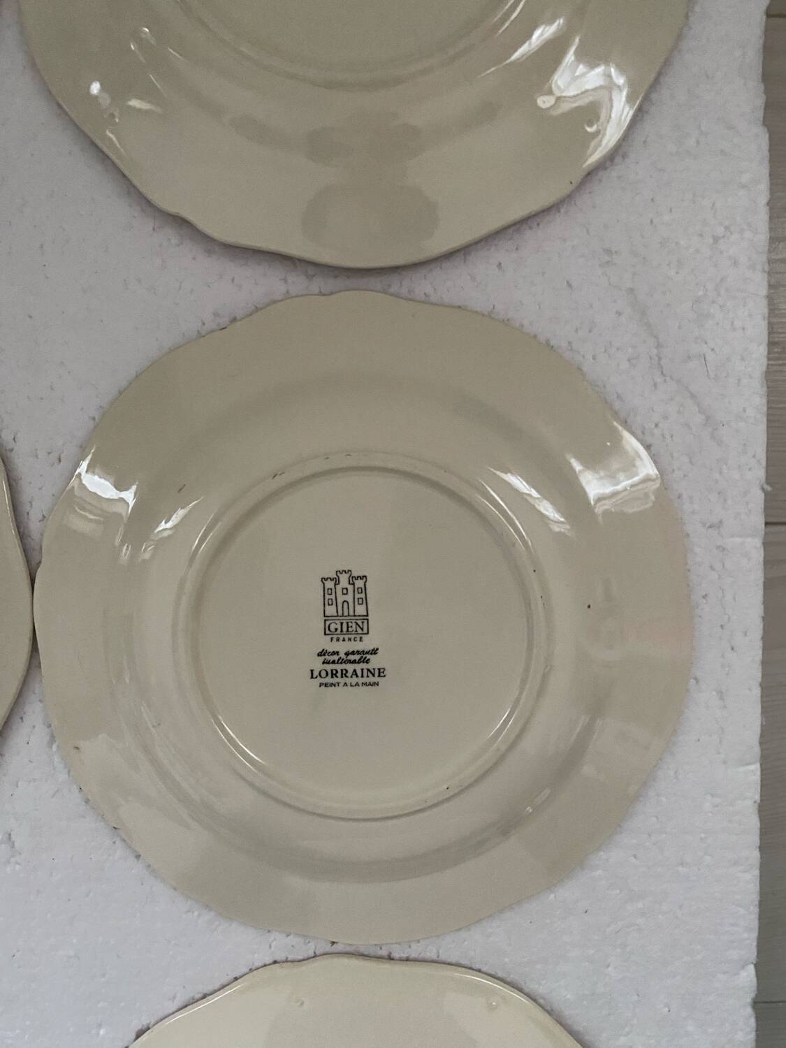 Service 6 assiettes plates gien lorraine fleurs peintes à la main