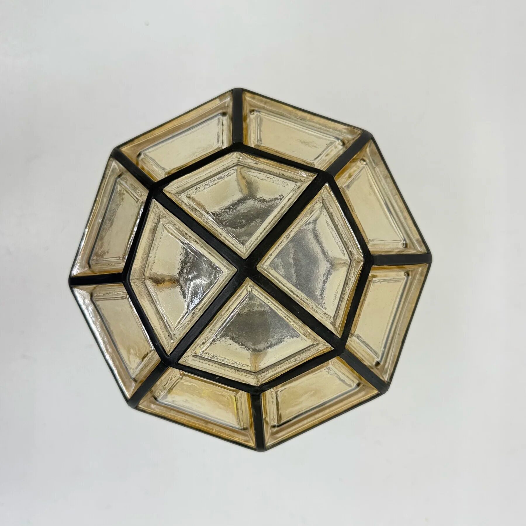 1 of 2 Limburg Glashütte glass ceiling lamp flush mount, 1970s