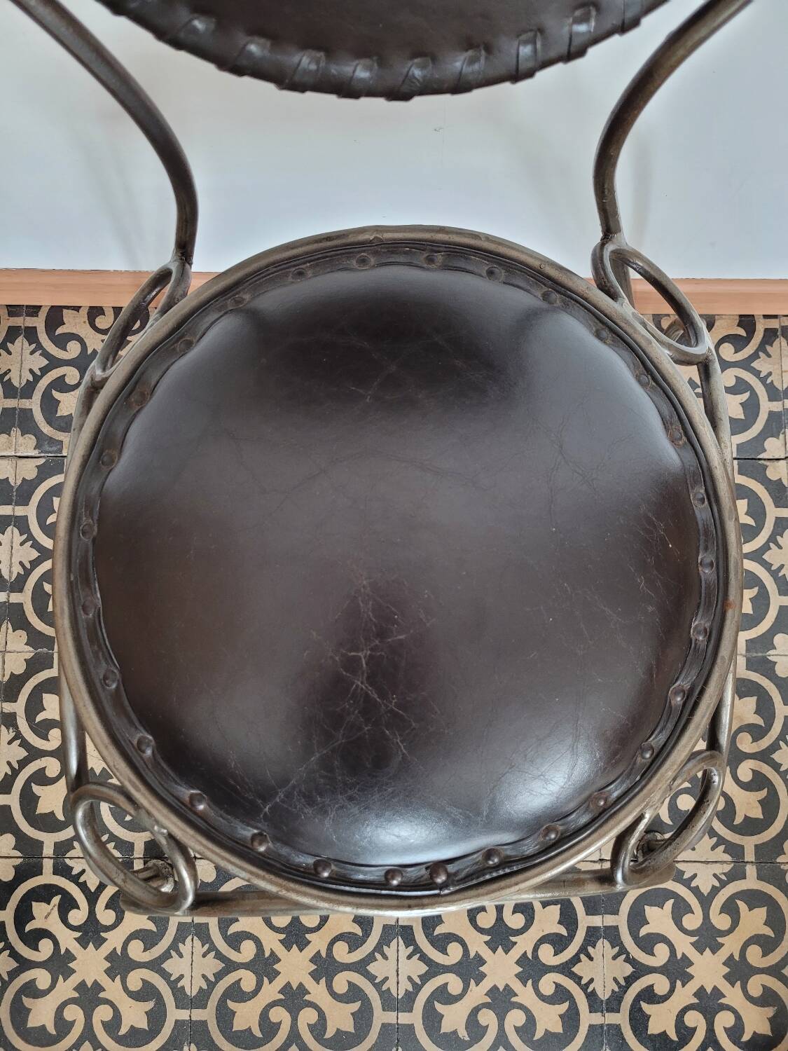 Metal and leather chair