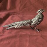 Pair of decorative silver metal pheasants