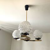 Chandelier 3 brass lights 1950