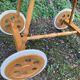 Vintage wicker cradle on casters