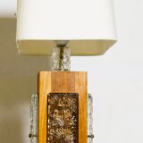 Vintage teak wood and glass lamp by Ateljé Glas & Trä, Sweden 1960s