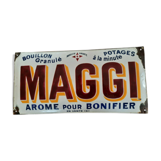 Old enamelled plate "Maggi Aroma to enhance" 24x49cm 1930