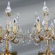 Pair of Louis XV Style Bronze & Crystal Chandeliers with 4 Lights