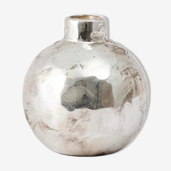 Vase en ciment couleur argent "bauble"