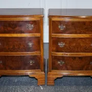 Nightstands in Walnut Burl with Drawers, Set of 2