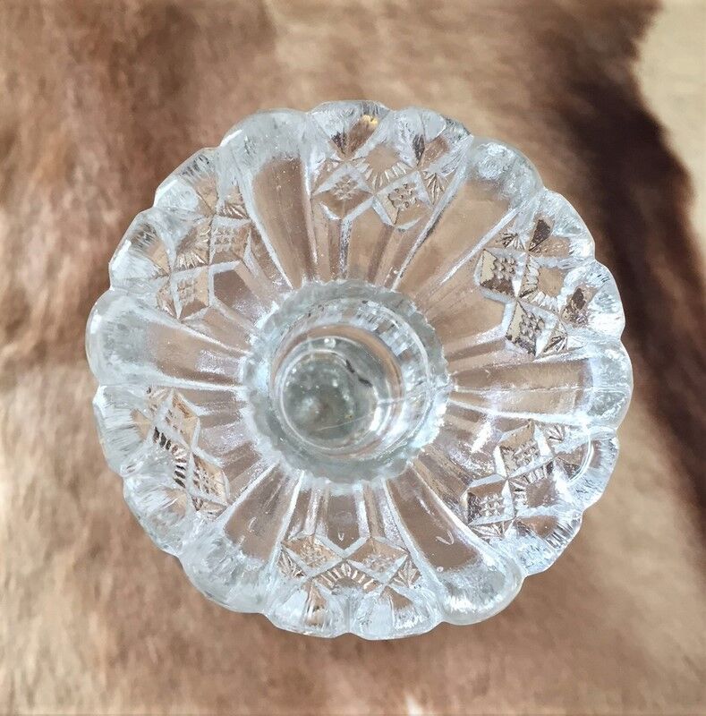 Large antique glass candle holder