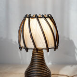 Pair of rattan lamps