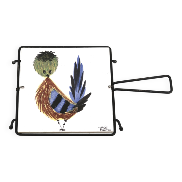 Dessous de plat carreau en céramique oiseau de Jean Pierre Caffarelli