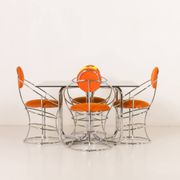 Italian Space Age dining table with 4 chairs attributed to Giotto Stoppino, 1970s
