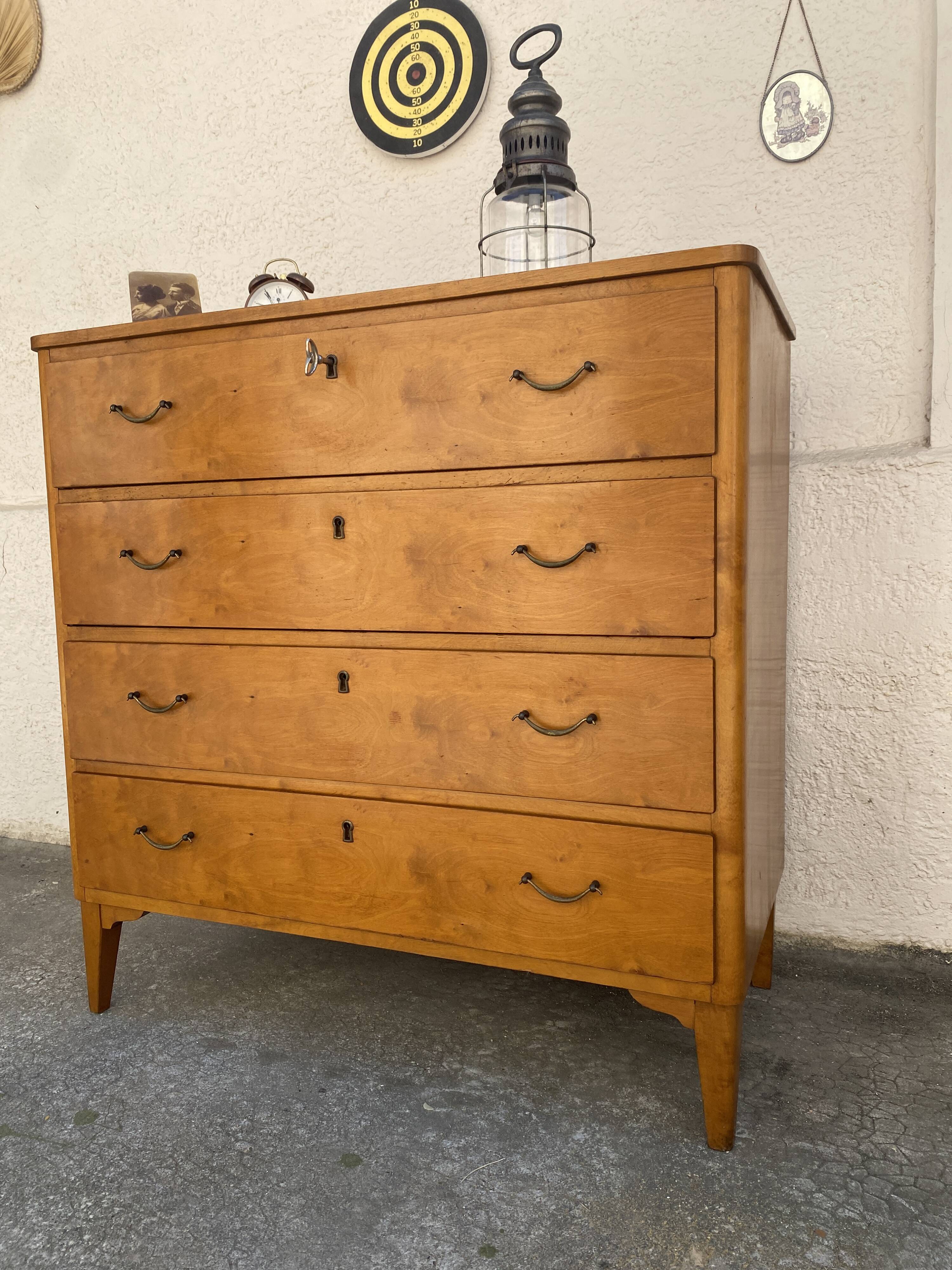 Commode suédoise vintage en bouleau années 50