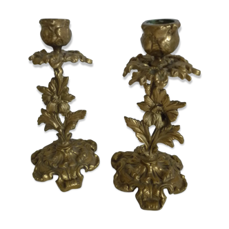 Paire de bougeoirs en bronze