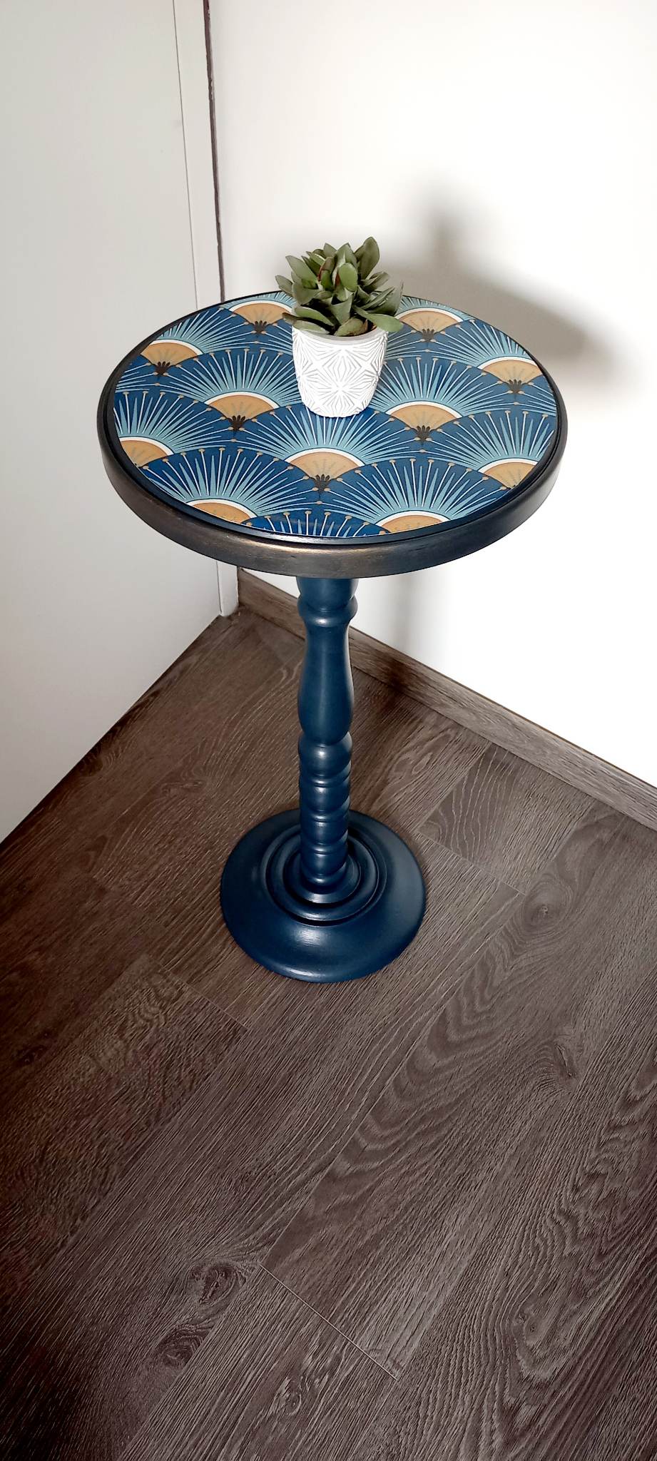 Vintage pedestal table restyled